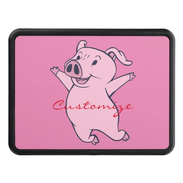 Happy Pink Pig Jumping Thunder_Cove Hitch Cover (Front)