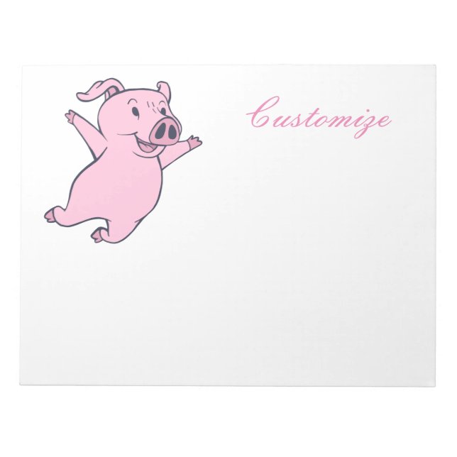 Happy Pink Pig Jumping Thunder_Cove  Notepad (Front)