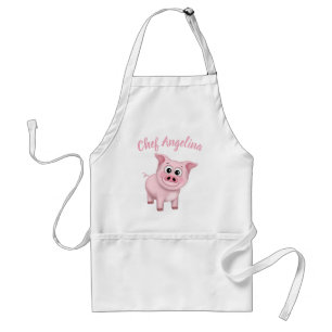 Happy Pink Pig Personalized Adult Apron