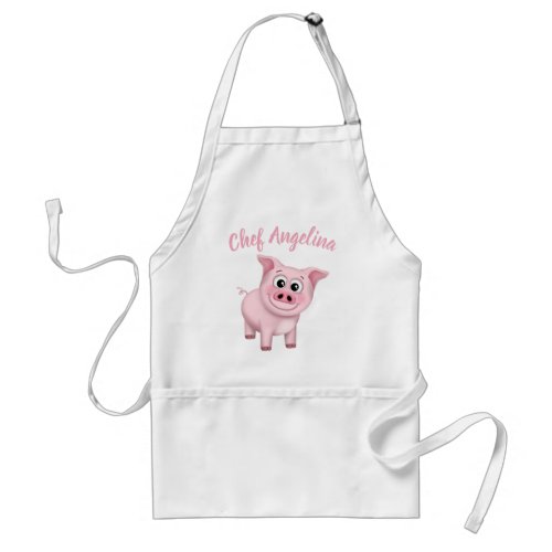 Happy Pink Pig Personalized Adult Apron