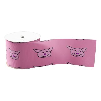 Happy Pink Pig Satin Ribbon