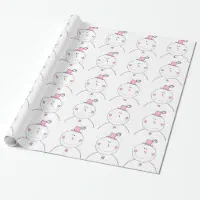 Happy Holidays Pinguin White Rose Gold Black Wrapping Paper, Zazzle