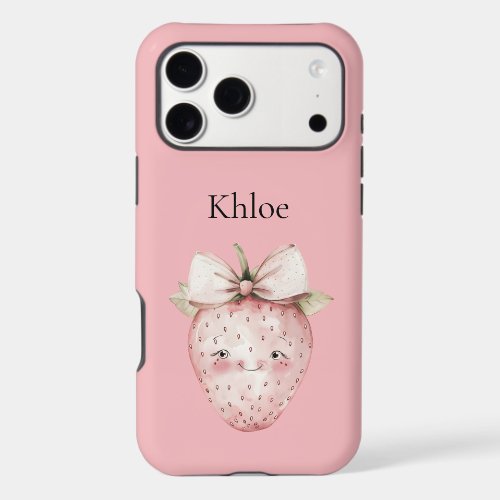 Happy Pink Strawberry iPhone 17 Pro Max Case