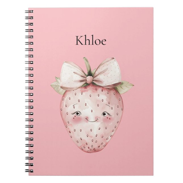 Happy Pink Strawberry Notebook (Front)