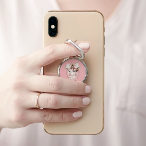 Happy Pink Strawberry Phone Ring Stand