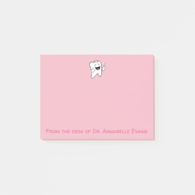 Happy Pink Tooth and Brush Post-it Notes (Front)