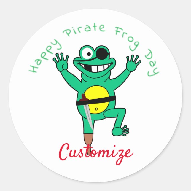 Happy Pirate Frog Day Thunder_Cove  Classic Round Sticker (Front)