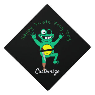 Happy Pirate Frog Day Thunder_Cove Graduation Cap Topper