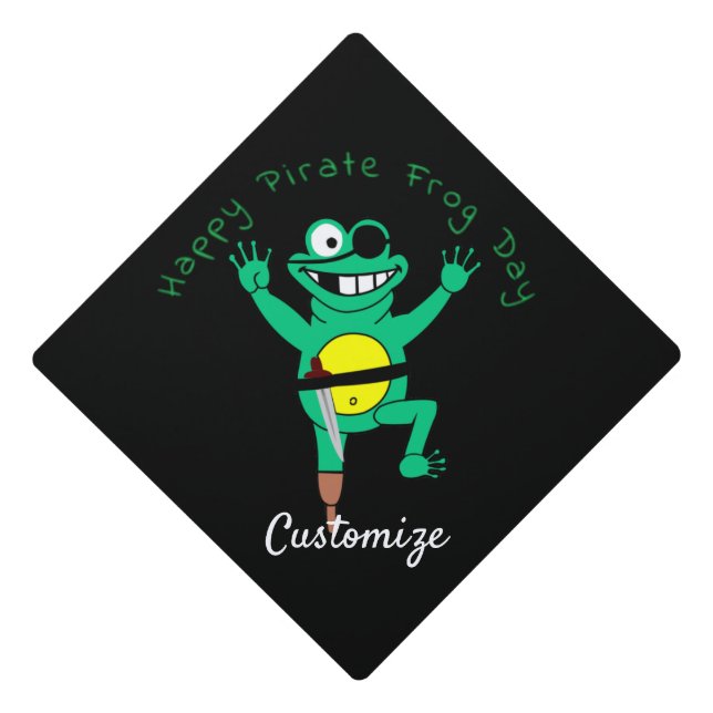 Happy Pirate Frog Day Thunder_Cove  Graduation Cap Topper (Front)