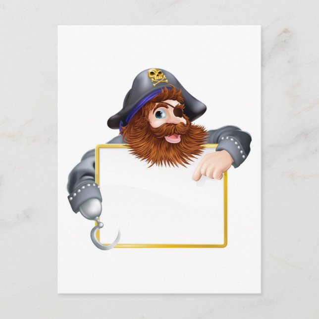 Happy pirate pointing at sign postcard (Front)