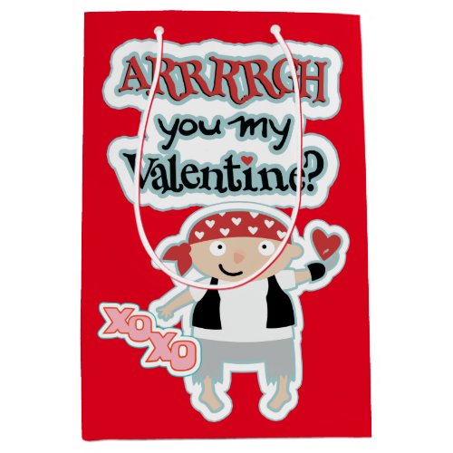 Happy Pirate Valentine Medium Gift Bag