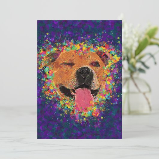 Happy Pit Bull 5" x 7" Print on Cardstock (Standing Front)