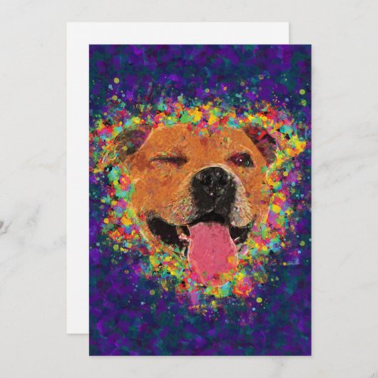 Happy Pit Bull 5" x 7" Print on Cardstock (Front/Back)