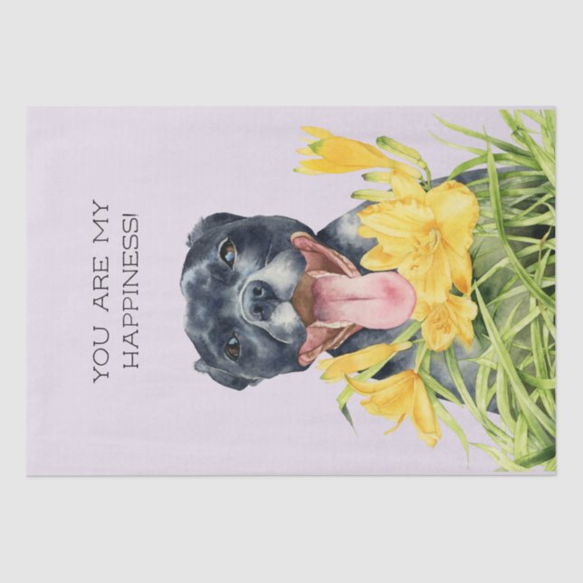 Happy Pit Bull Dog Art Tissue Paper (Front)