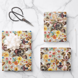 Happy Pitbull Dogs, Pit Bulls Wrapping Paper Sheets