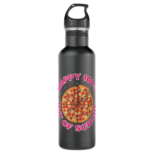 Happy Pizza 100th Day of School Funny pizza lover  Stainless Steel Water Bottle