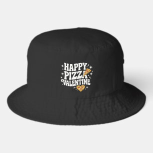 Happy Pizza Valentine Funny Pizza Love Design Bucket Hat
