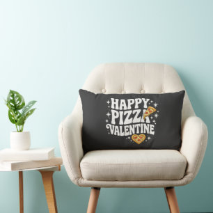 Happy Pizza Valentine Funny Pizza Love Design Lumbar Pillow