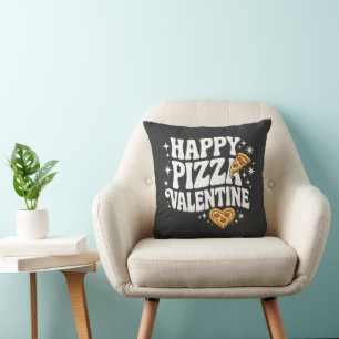 Happy Pizza Valentine Funny Pizza Love Design Throw Pillow