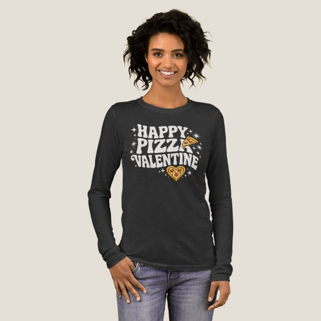 Happy Pizza Valentine Funny Pizza Love Design Tri-Blend Shirt (Full Front)
