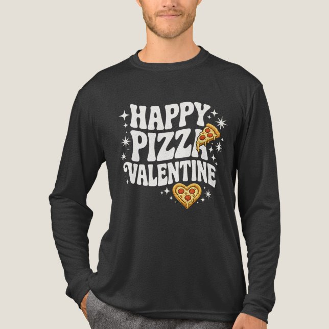 Happy Pizza Valentine Funny Pizza Love Design Tri-Blend Shirt (Front)