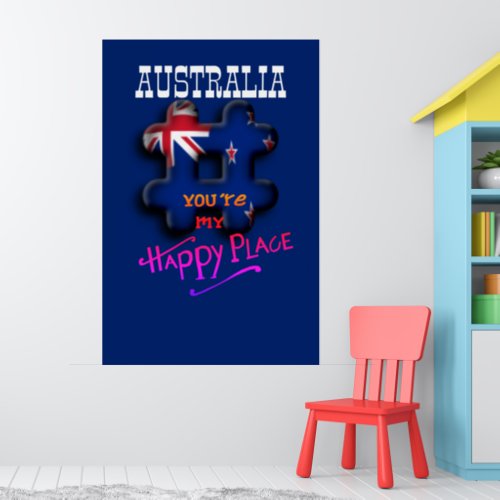 Happy Place Australian 3D Hashtag Flag Colors Poster