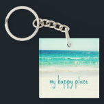 Happy Place Beach Key Chain<br><div class="desc">Photograph of the ocean and white sand beach.</div>