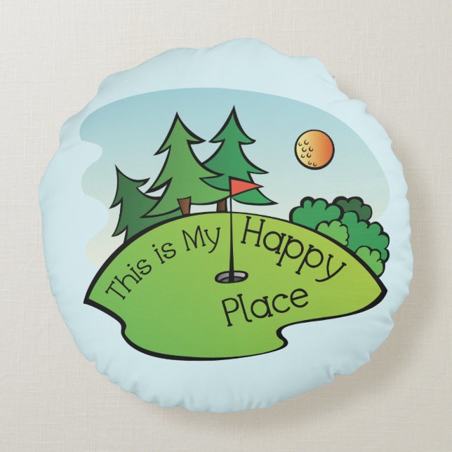Happy place golf throw pillow (Back)