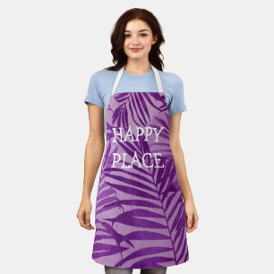 Happy Place Hawaiian Palms Tropical in Violet Apron
