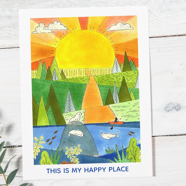 Happy Place in Maine Postcard (Illustrated Maine "Happy Place" Postcard)
