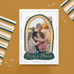 Happy Place Modern Snow Globe Christmas Photo Holiday Card<br><div class="desc">Unique, modern, and magical modern snow globe Christmas photo holiday card to send to your family and friends this holiday season. Design features a unique photo frame with a modern rainbow stripe snow globe frame. "Happy Place" is displayed in an elegant faux gold script within the snow globe base. A...</div>