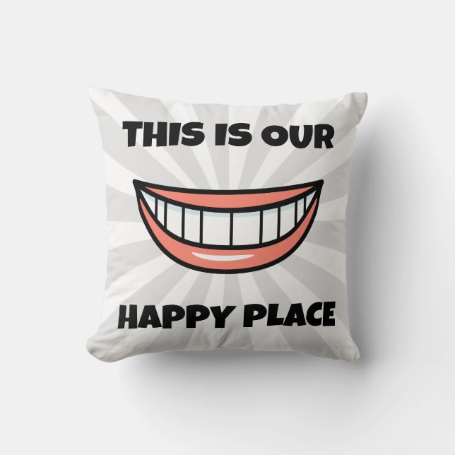 Happy place throw pillow (Front)
