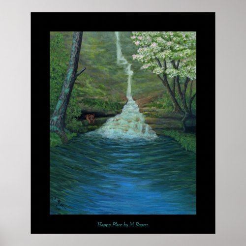 Happy Place _ Waterfall Painting Poster