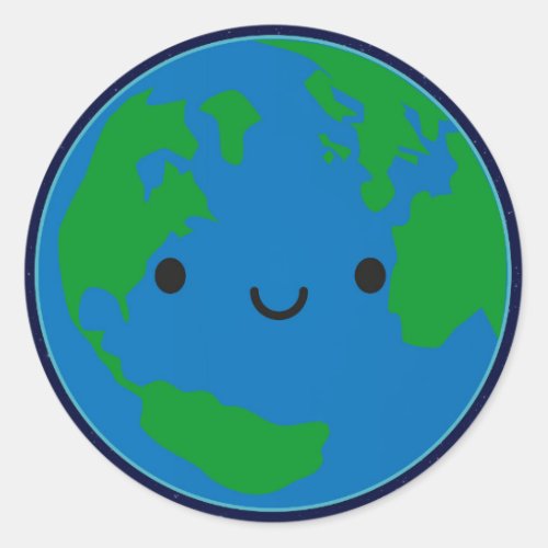 Happy Planet Earth Classic Round Sticker