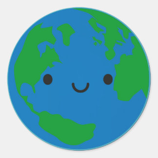 Happy Planet Earth Classic Round Sticker
