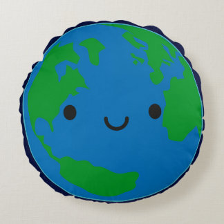 Happy Planet Earth Round Pillow