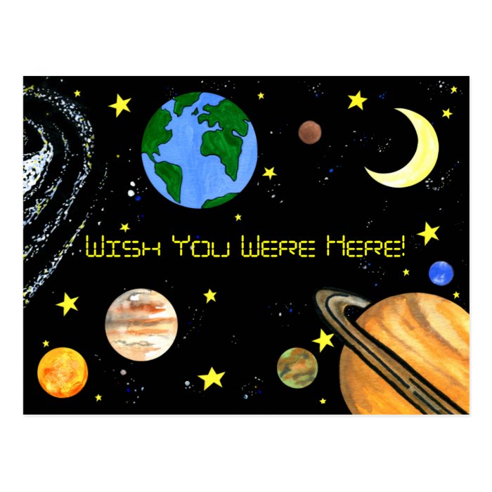 Happy Planets and Space Post Card