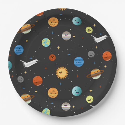 Happy Planets in Outer Space Paper Plates