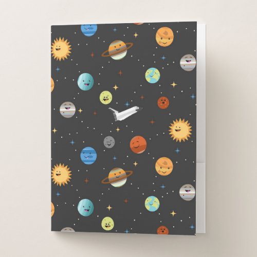 Happy Planets in Outer Space Pocket Folder