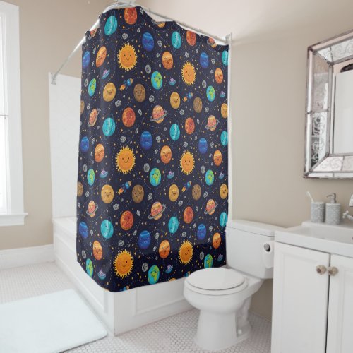 Happy Planets Shower Curtain