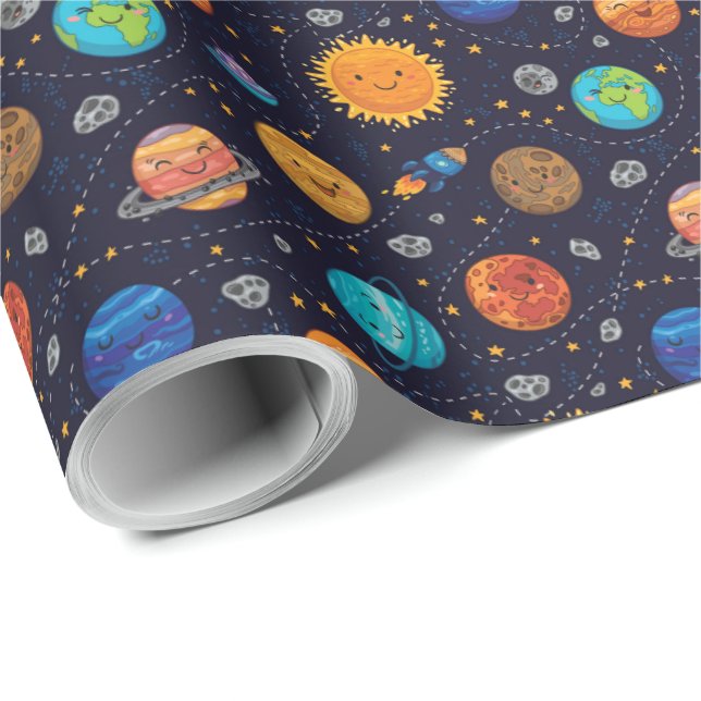 Happy Planets Wrapping Paper (Roll Corner)