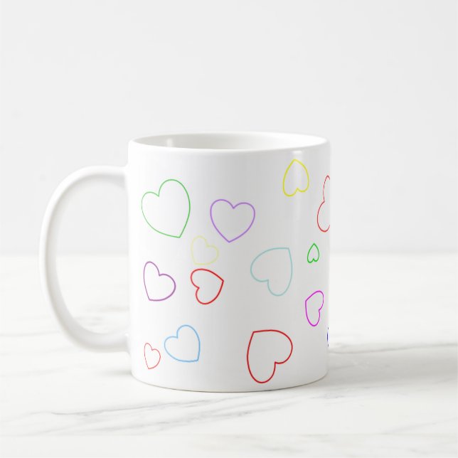 Happy Playful And Colorful Hearts Mug (Left)