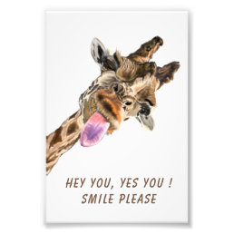 Happy Playful Giraffe Custom Text Funny Poster