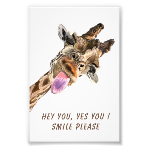 Happy Playful Giraffe Custom Text Funny Poster