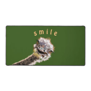 Happy Playful Ostrich Custom Colors and Text Funny Desk Mat
