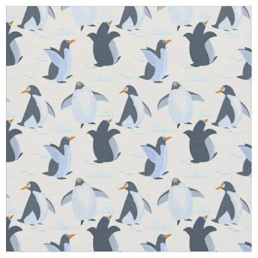 Happy Playful Penguins Fabric