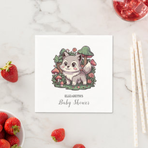 Happy Playful Wolf Baby Shower Napkins