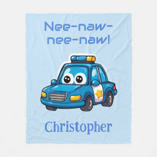 Happy Police Car, Personalized Toddler Fleece Blanket