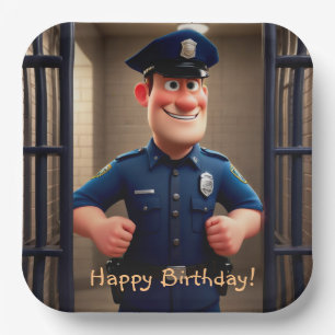 Happy Policeman Birthday Paper Plates