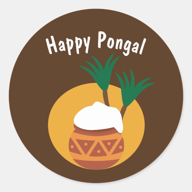 Happy pongal Tamil new year Classic Round Sticker (Front)